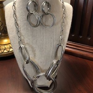 Silver-toned necklace and earrings set